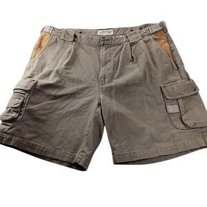 Orvis Cargo Shorts Mens 38 Brown Canvas Pleated Utility Pockets Outdoor Casual